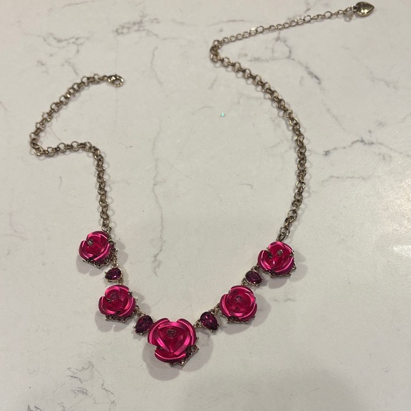 Betsey Johnson Fuchsia Rose Necklace - Picture 5 of 6
